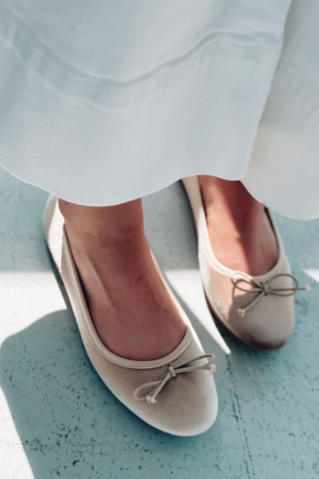 Lante Beige Velvet Women's Mary Jane Flats
