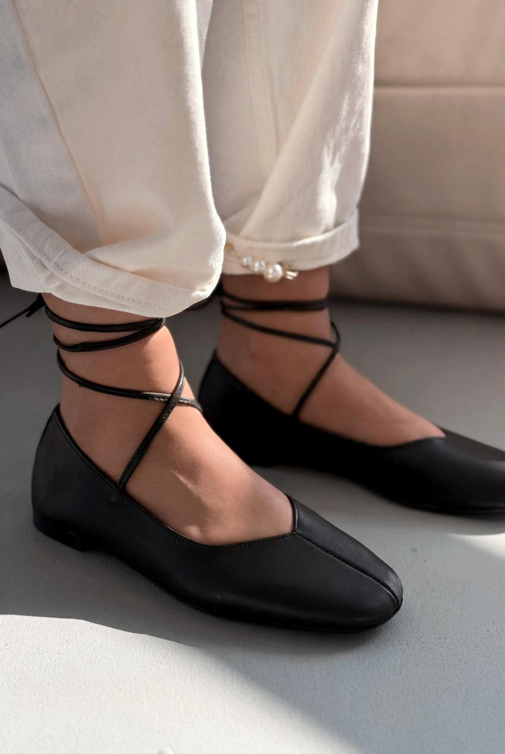 Morven Black Genuine Leather Women's Flats