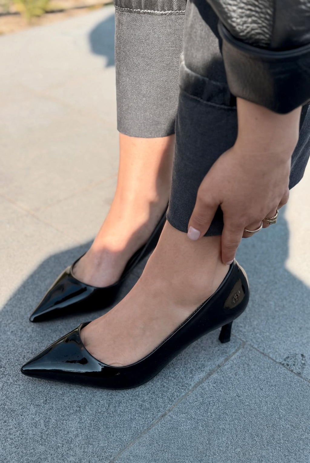 Delvion Black Patent Faux Leather Women's Stilettos