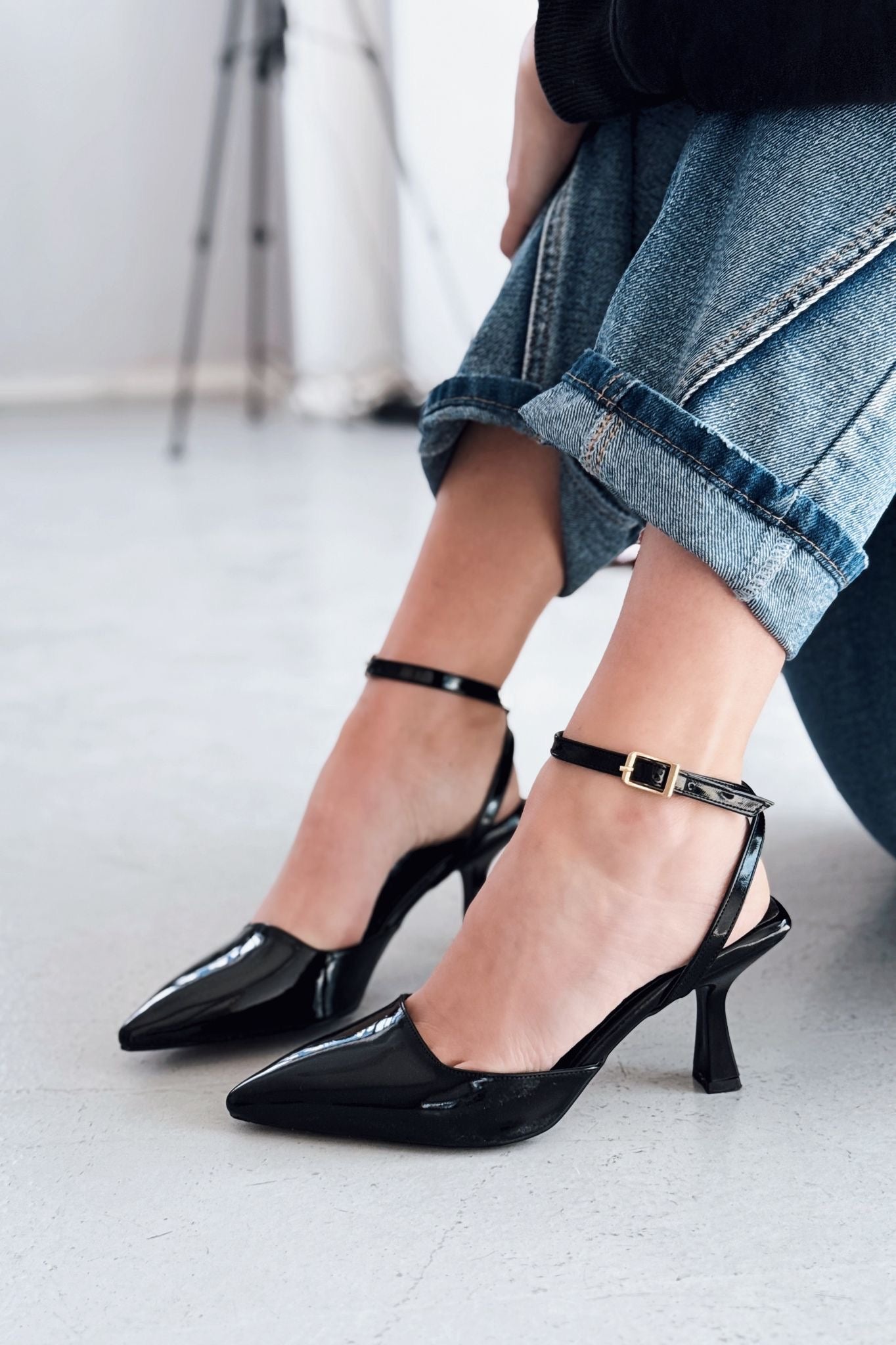 Rivara Black Patent Faux Leather Women's Pumps
