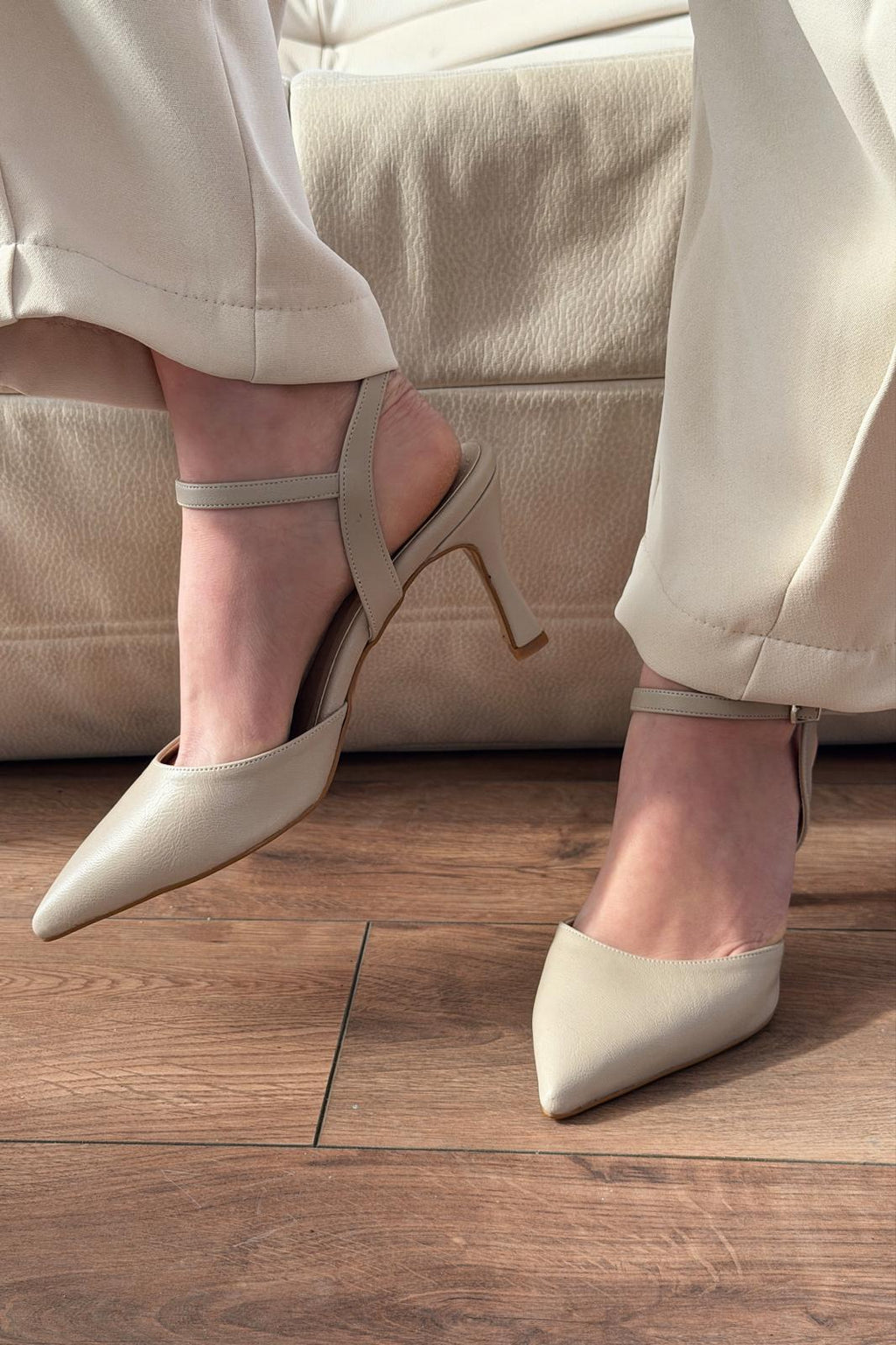 Beloria Beige Faux Leather Women's Stilettos