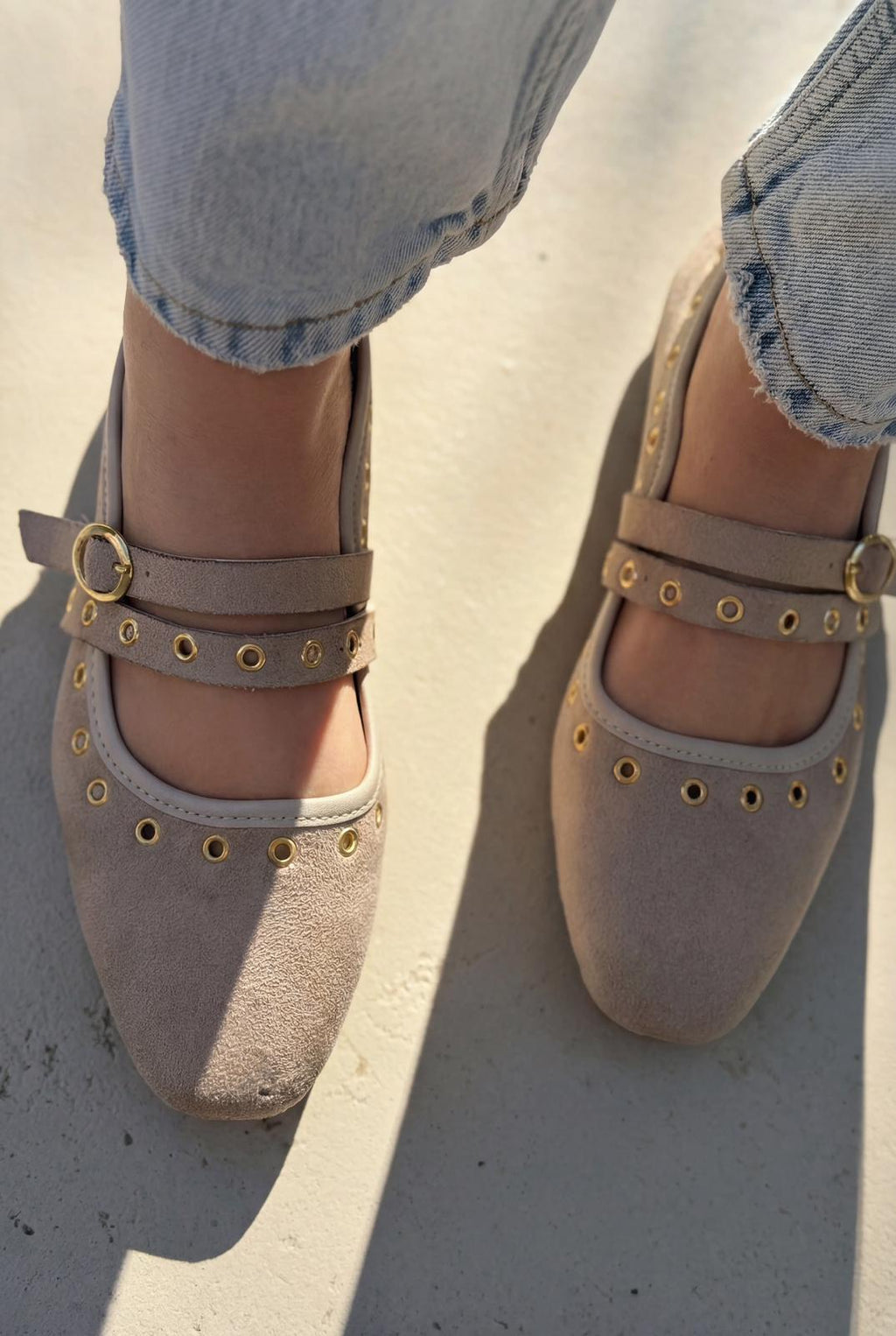 Elia Beige Suede Women's Flats