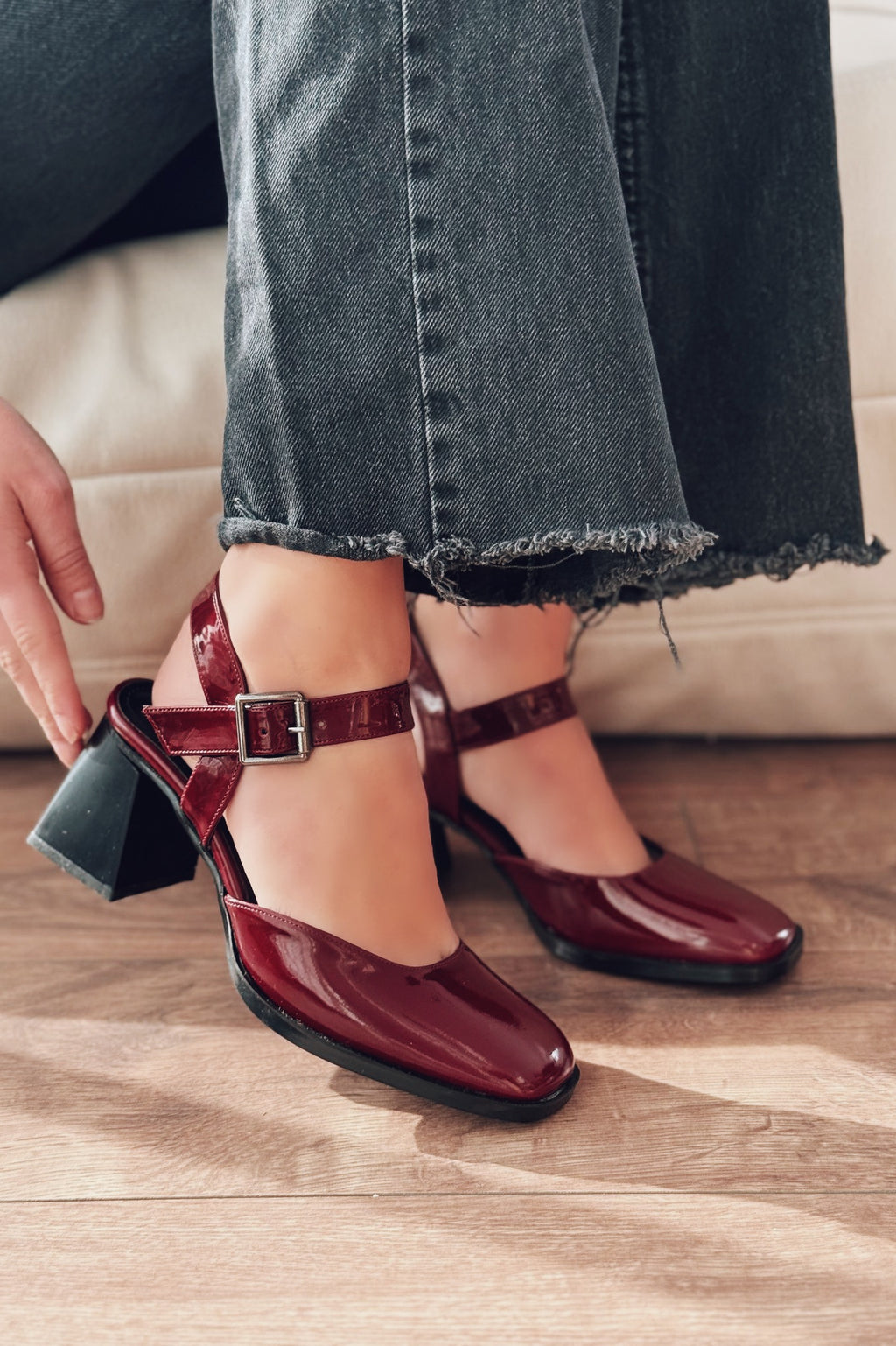 Melora Burgundy Patent Faux Leather Women's Mary Jane