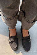 Torlax Black Satin Women's Loafers
