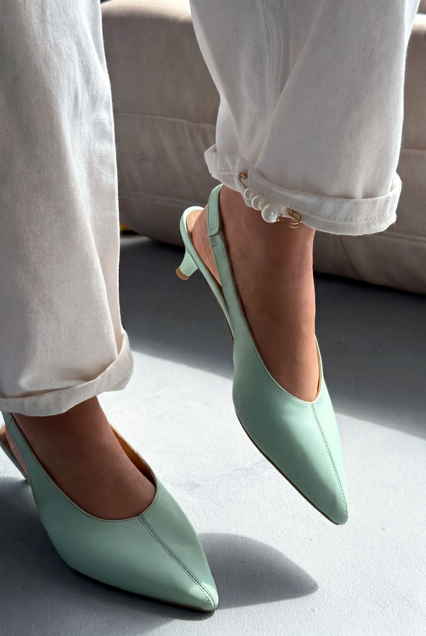 Selor Green Faux Leather Women's Stilettos