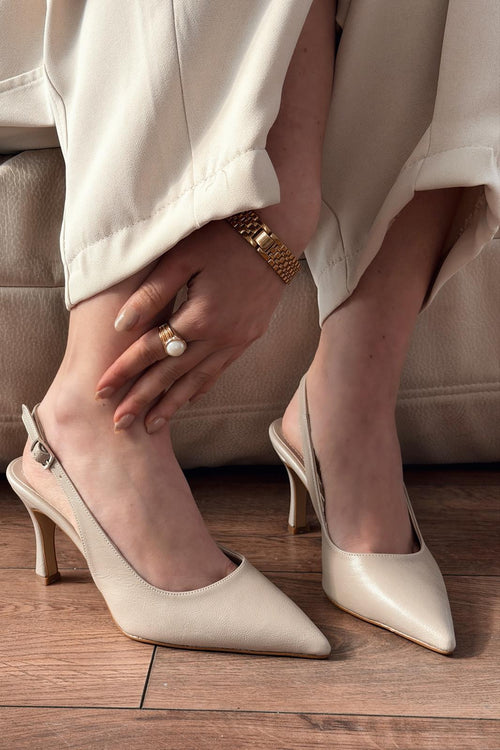 Alvessa Beige Faux Leather Women's Stilettos