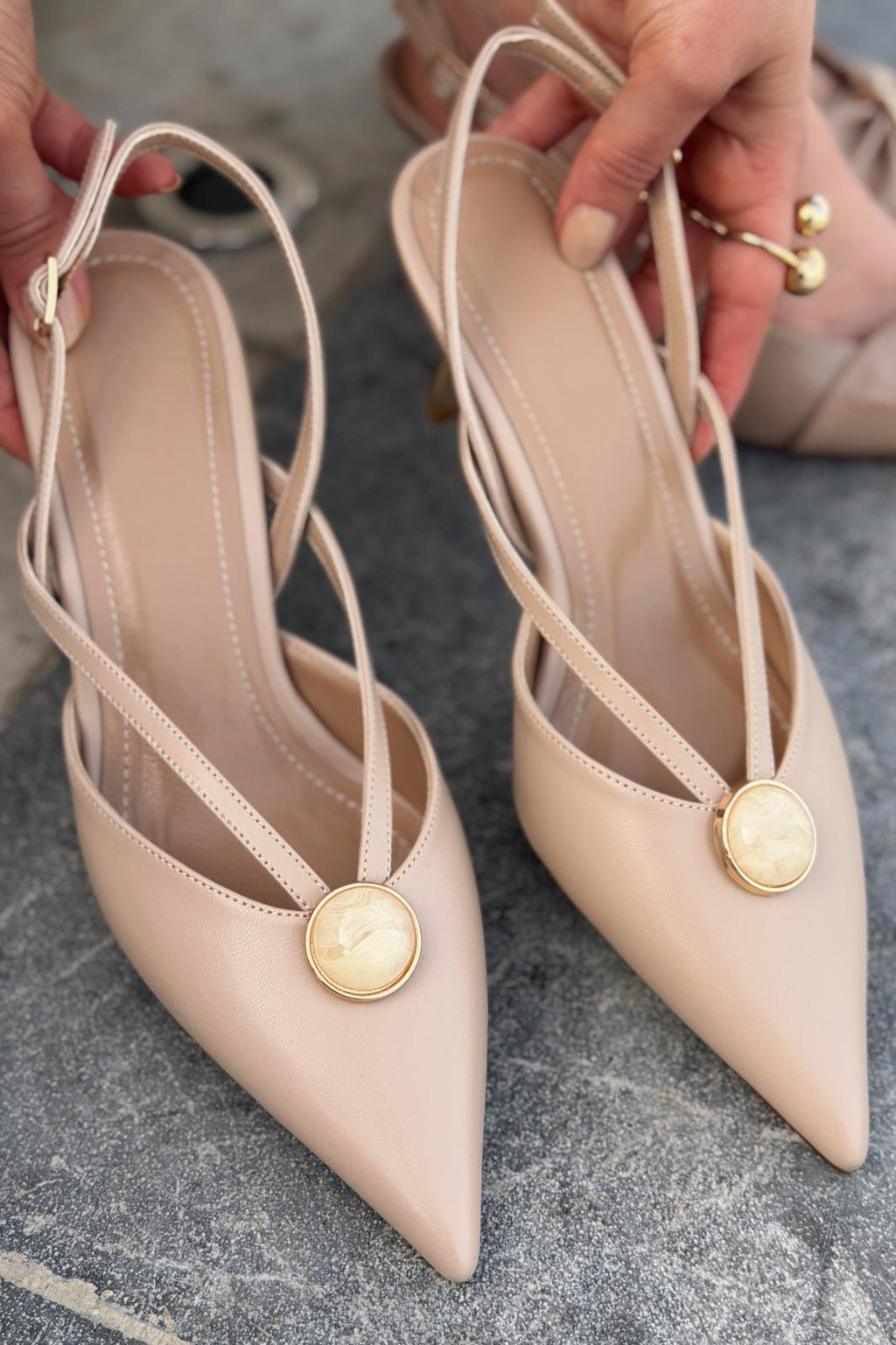 Lorisse Nude Faux Leather Women's Stilettos