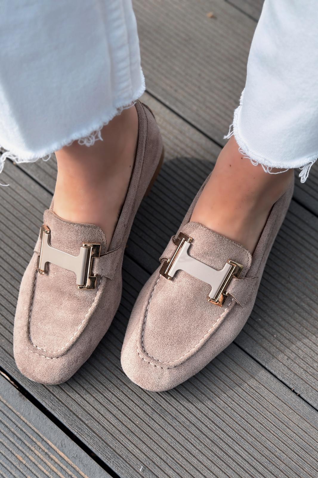 Elara Taupe Suede Women's Loafers