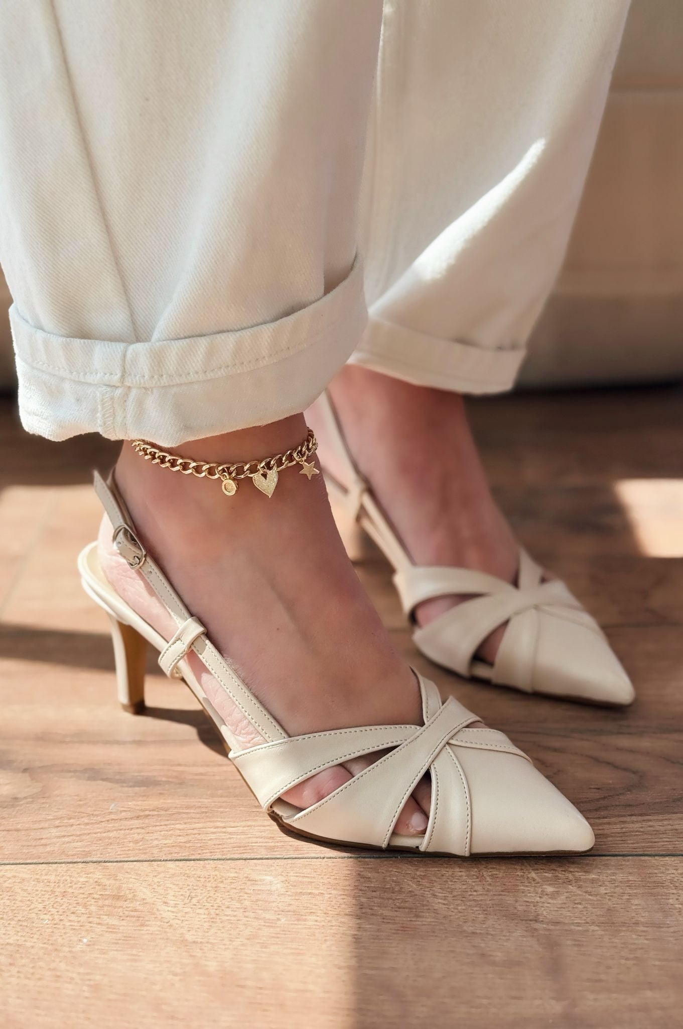 Peraps Beige Faux Leather Women's Pumps