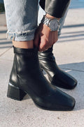 Daviyo Black Faux Leather Stretch Women's Boots