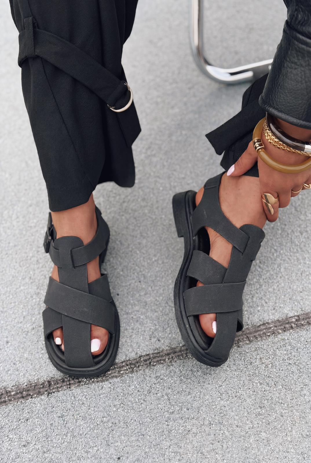 Evyra Black Suede Women's Sandals