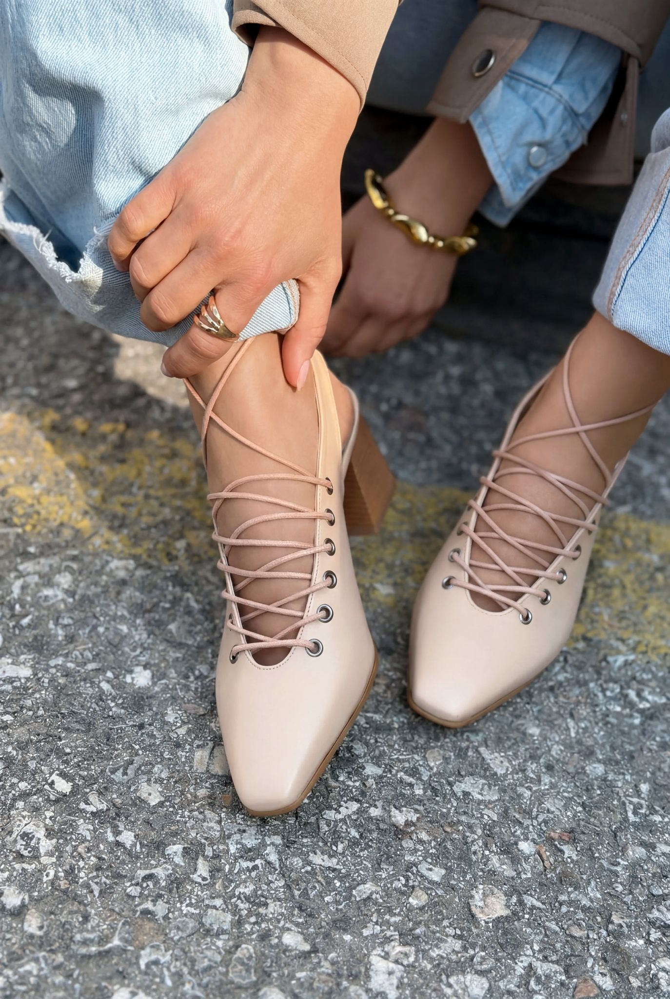 Yorella Nude Faux Leather Women's Pumps
