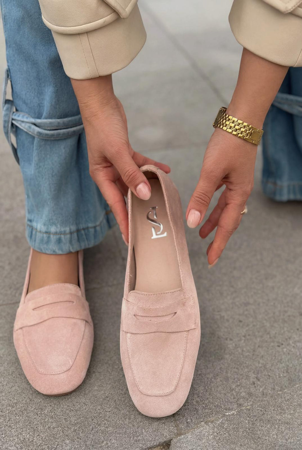 Melniel Blush Genuine Suede Women's Loafers