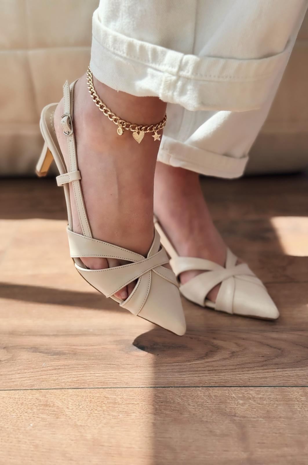 Peraps Beige Faux Leather Women's Pumps