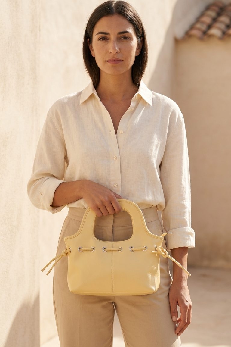 Varent Yellow Faux Leather Women's Handbag