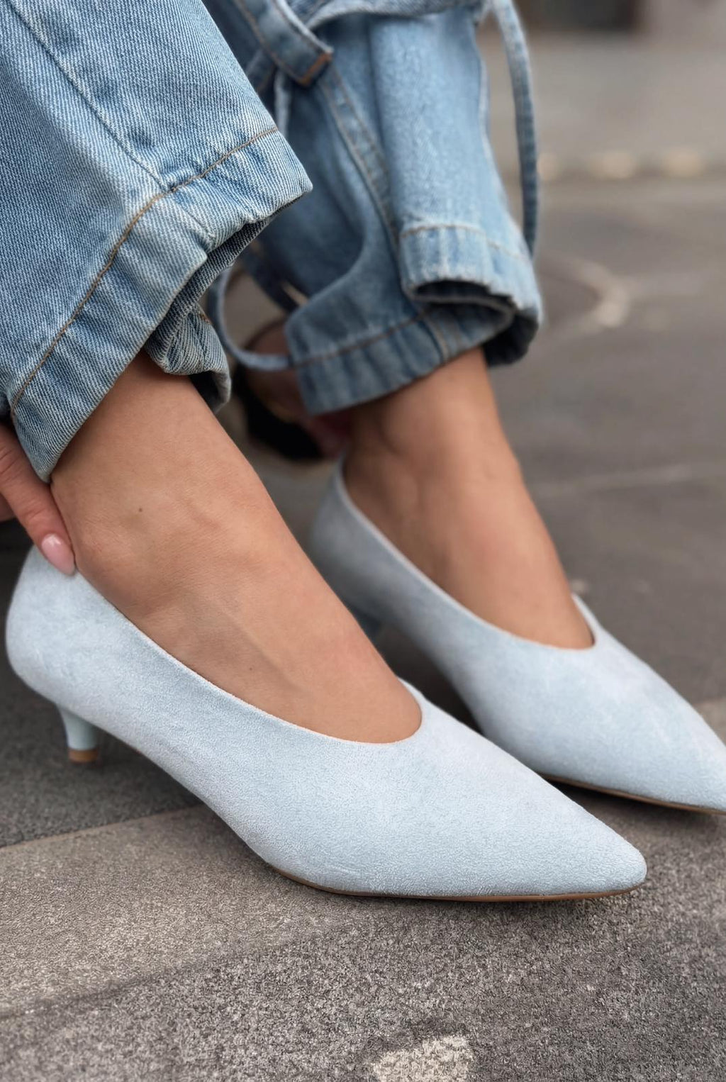 Seranis Baby Blue Suede Women's Stilettos