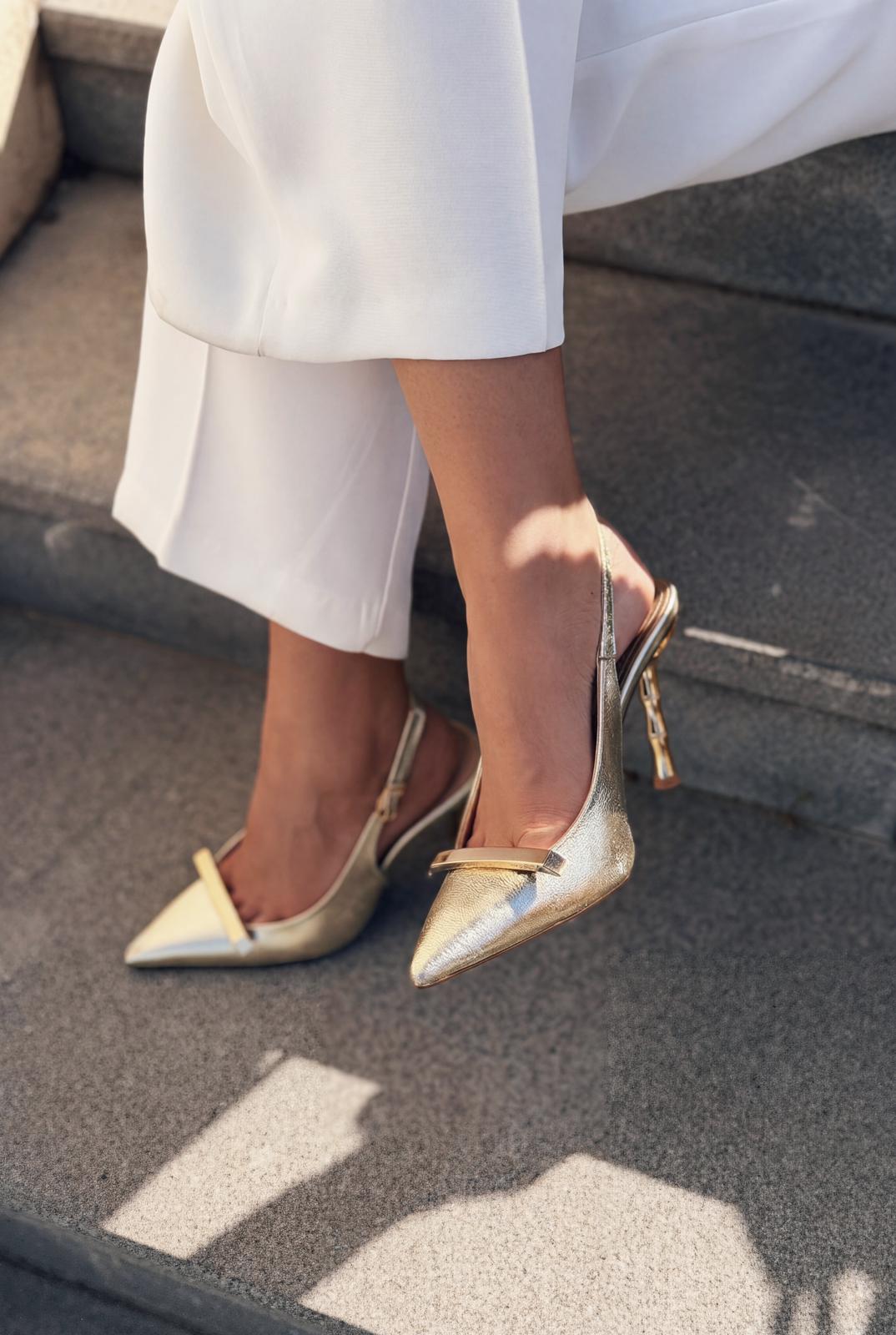 Norloven Gold Patent Faux Leather Women's Stilettos