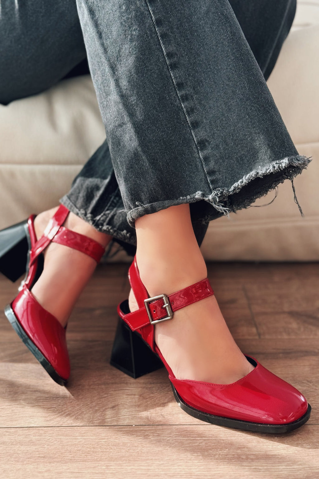 Melora Red Patent Faux Leather Women's Mary Jane