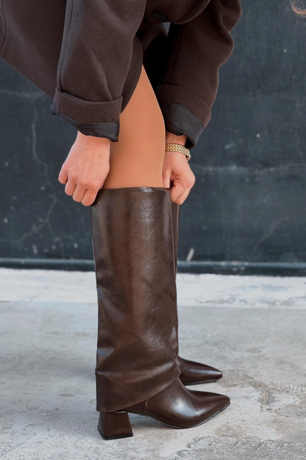 Jasmir Women's Pumps Boots Light Brown Patent Faux Leather