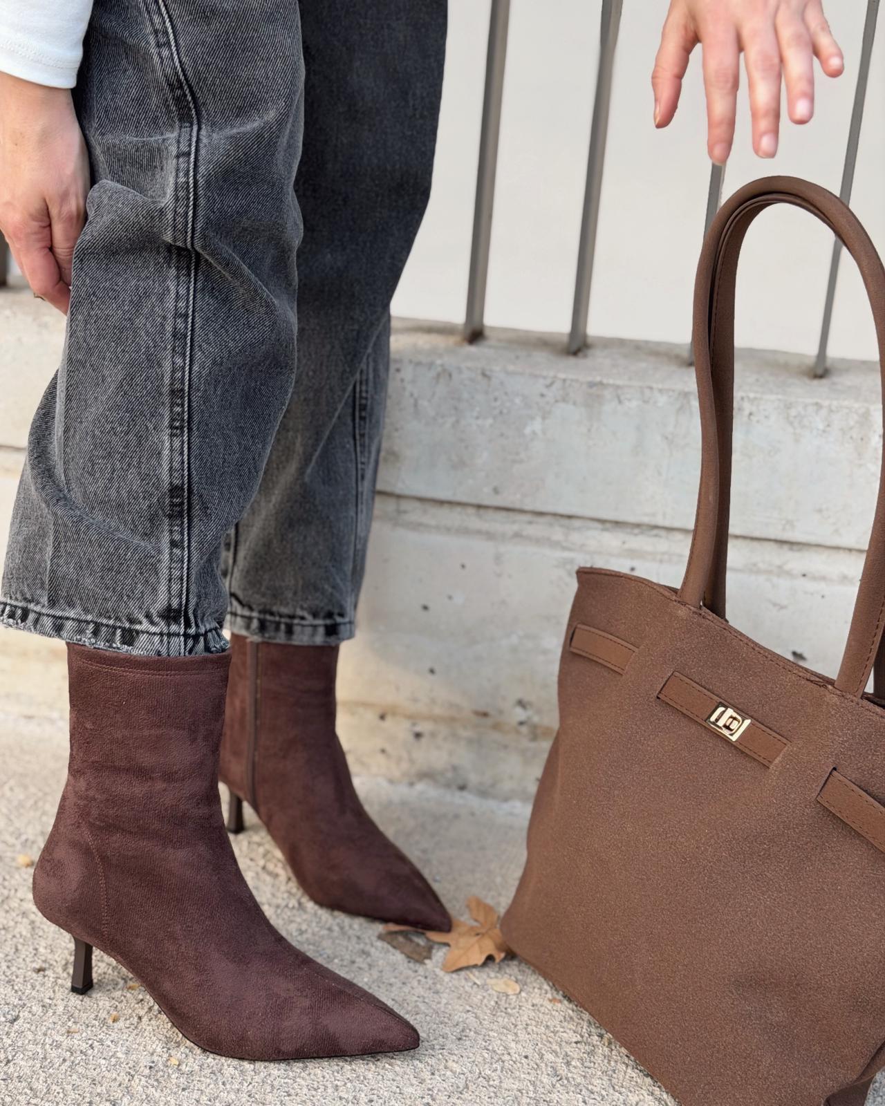Orvex Brown Suede Stiletto Heel Women's Boots
