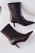 Orvex Brown Faux Leather Stiletto Heel Women's Boots