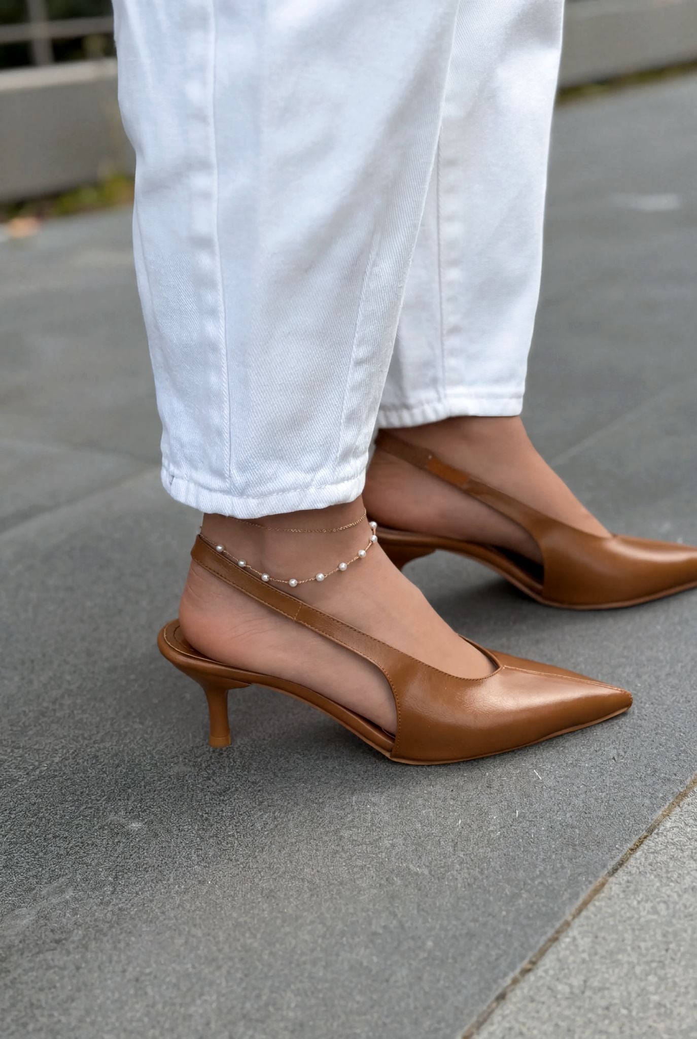 Navore Tan Crinkled Faux Leather Women's Stilettos