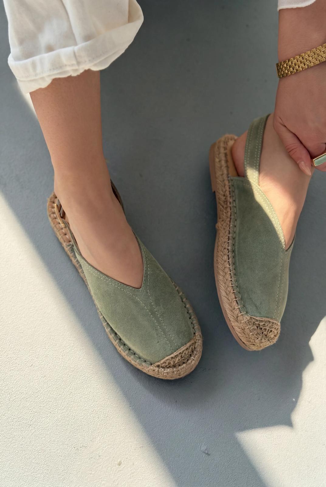 Orveth Green Genuine Suede Women's Espadrille