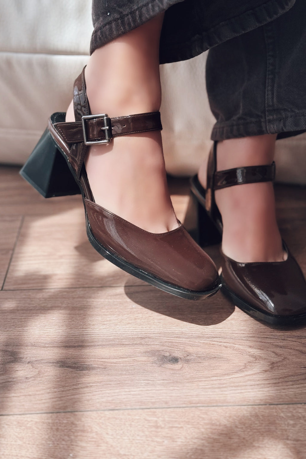 Melora Light Brown Patent Faux Leather Women's Mary Jane