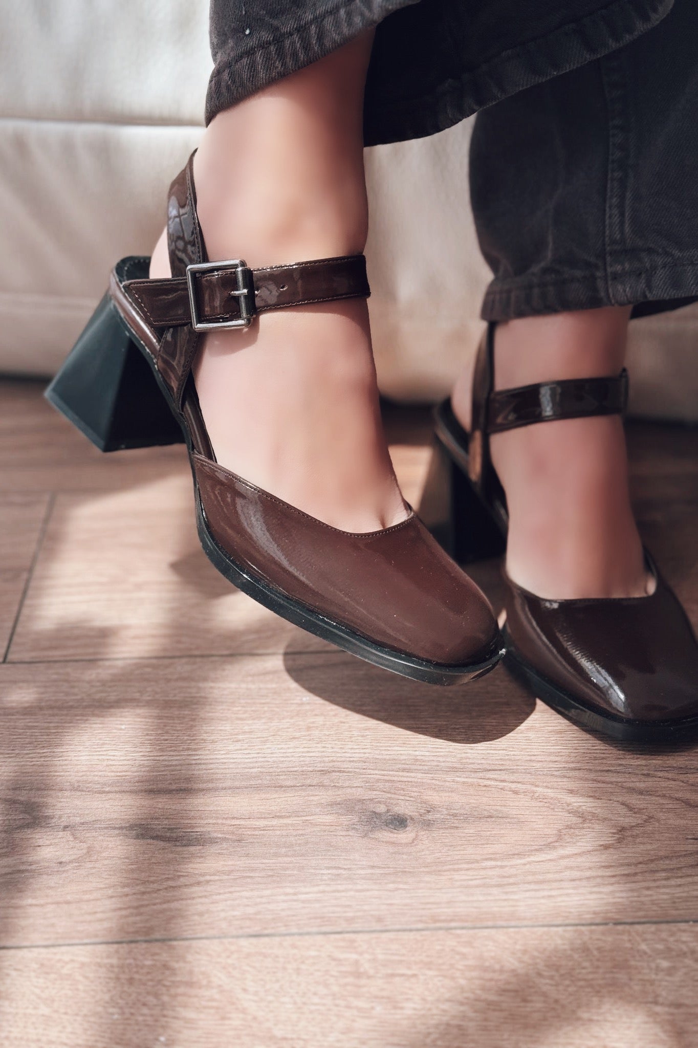 Melora Light Brown Patent Faux Leather Women's Mary Jane