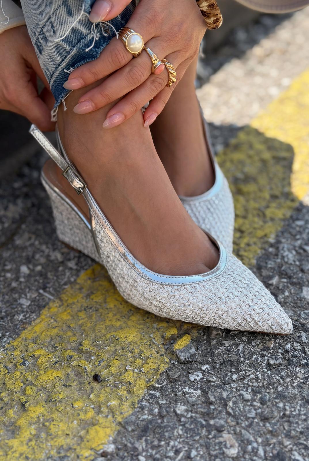 Solthera Silver Women's Wedge Heel Stilettos