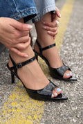 Ardor Black Patent Faux Leather Women's Pumps Sandals