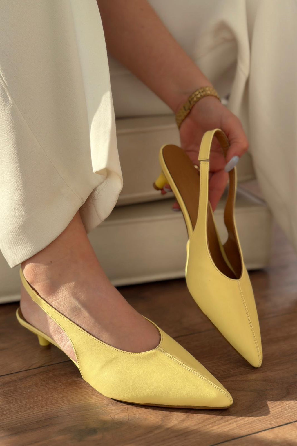 Selor Yellow Faux Leather Women's Stilettos