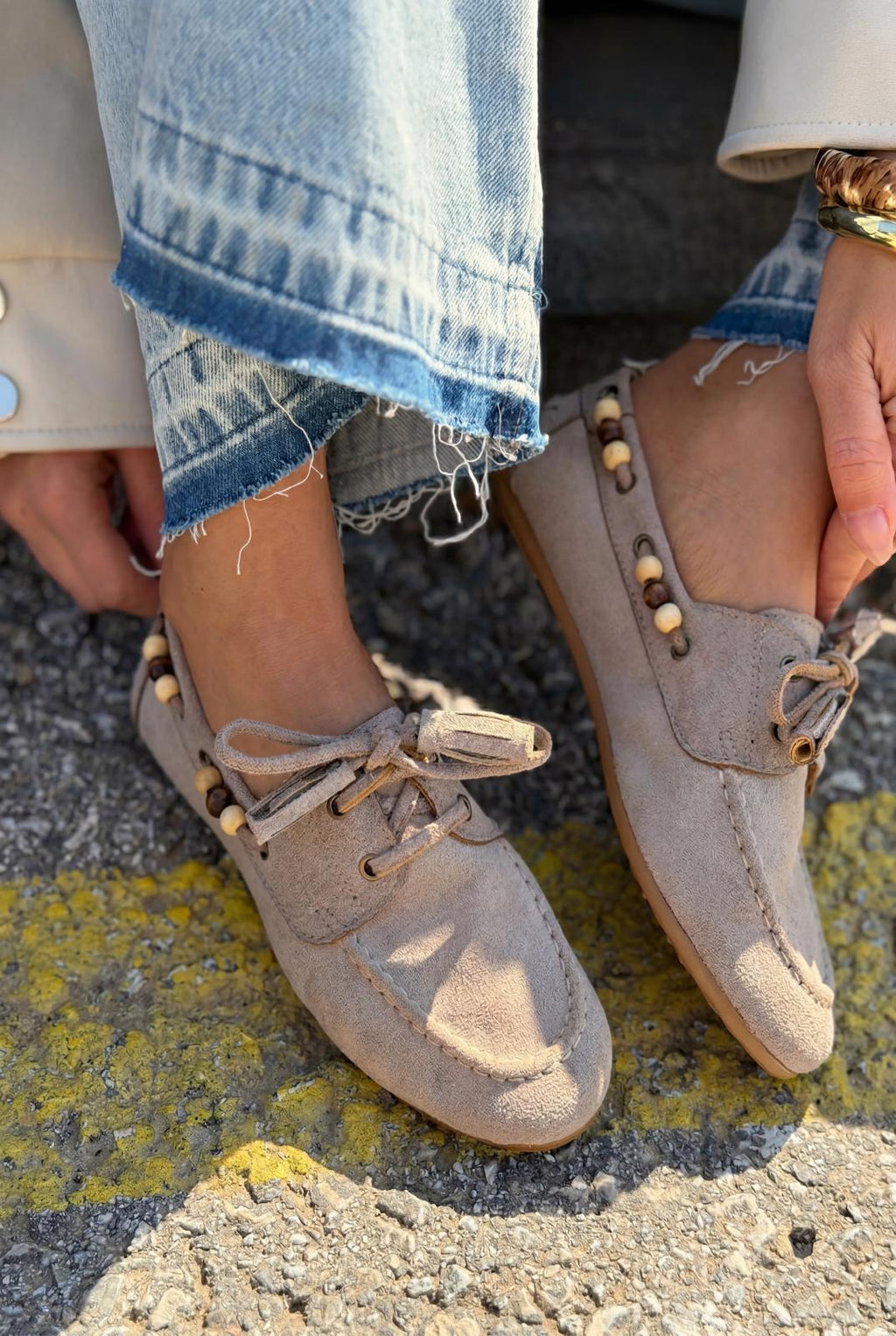Brion Taupe Suede Women's Oxford Shoes