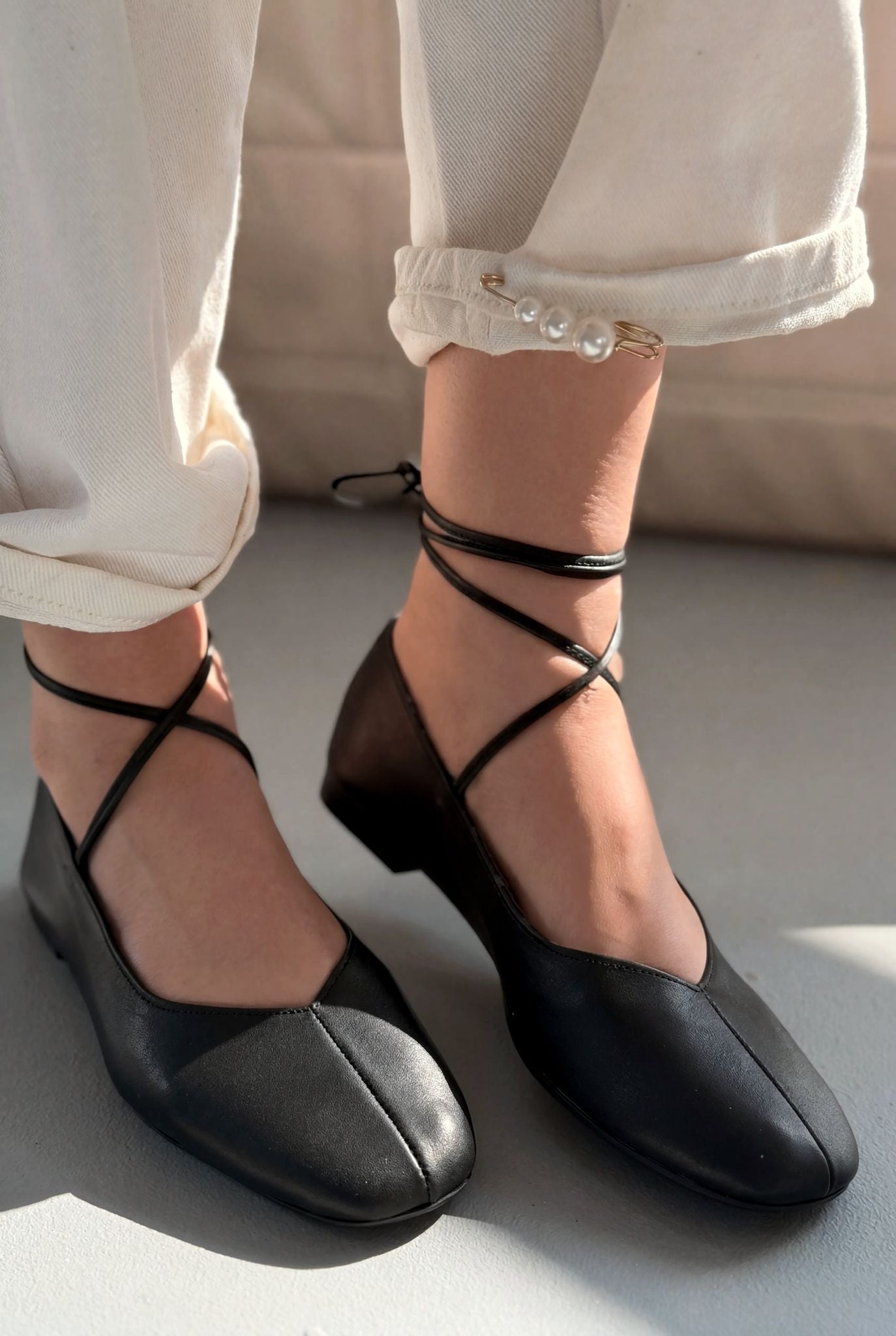 Morven Black Genuine Leather Women's Flats