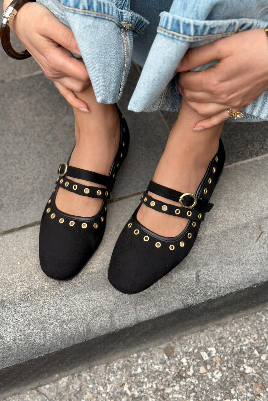 Elia Black Suede Women's Flats