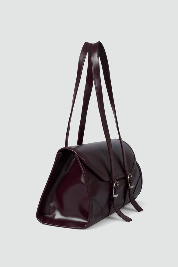 Laretta Vintage Baguette Bag Bordeaux Faux Leather