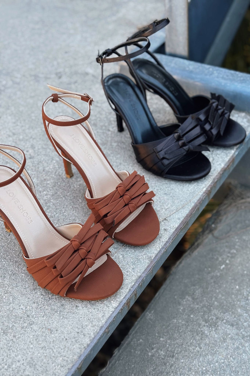 Yanoxse Brown Ribbon Detail Satin Women's Pumps