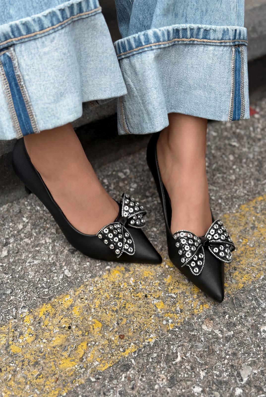 Sorexa Black Faux Leather Women's Stilettos