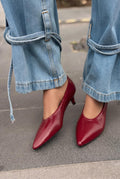 Seranis Burgundy Crinkle Patent Faux Leather Women's Stilettos