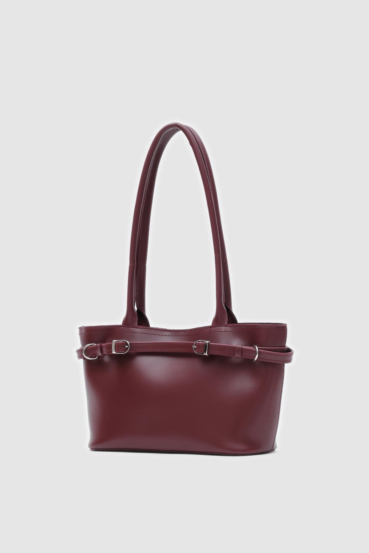 Aurin Shoulder Bag Burgundy Faux Leather