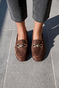 Kastora Dark Brown Satin Women's Loafers