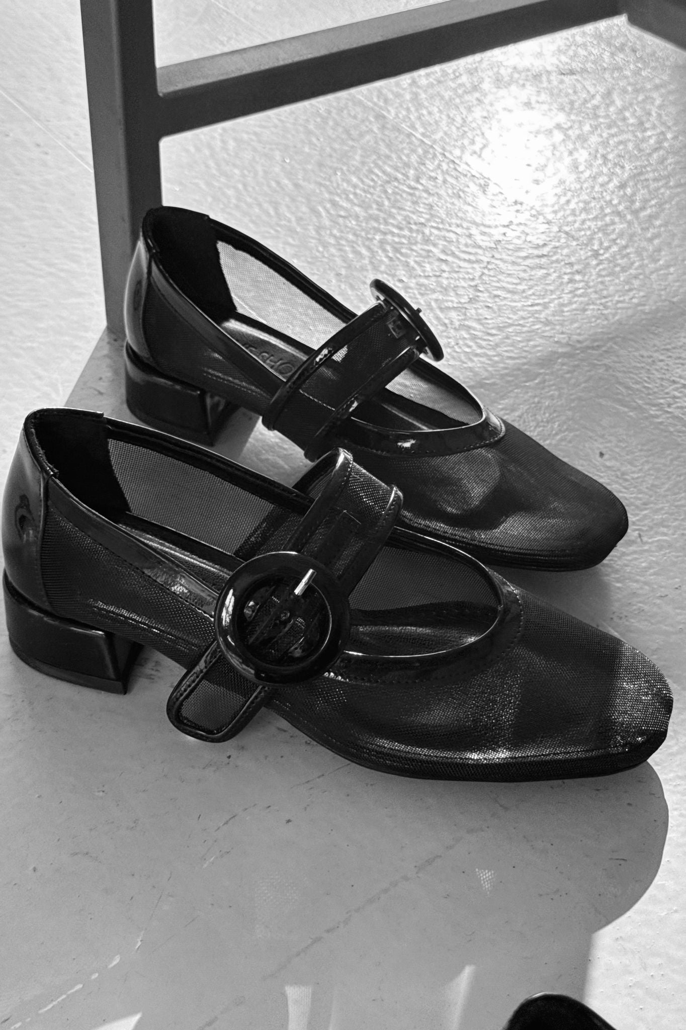 Cyreya Black Mesh Women's Mary Jane