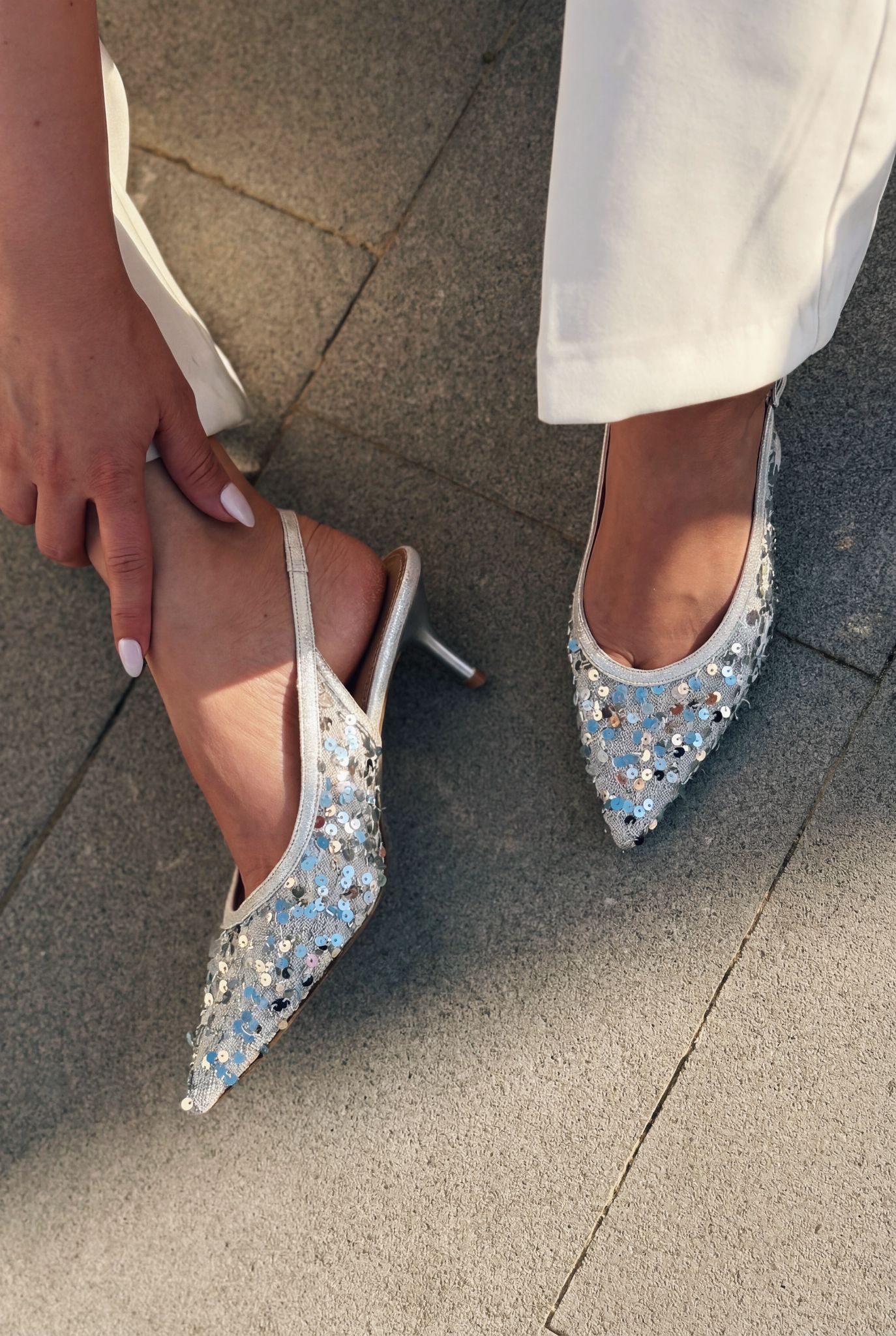 Selorine Silver Sequin Women's Stilettos