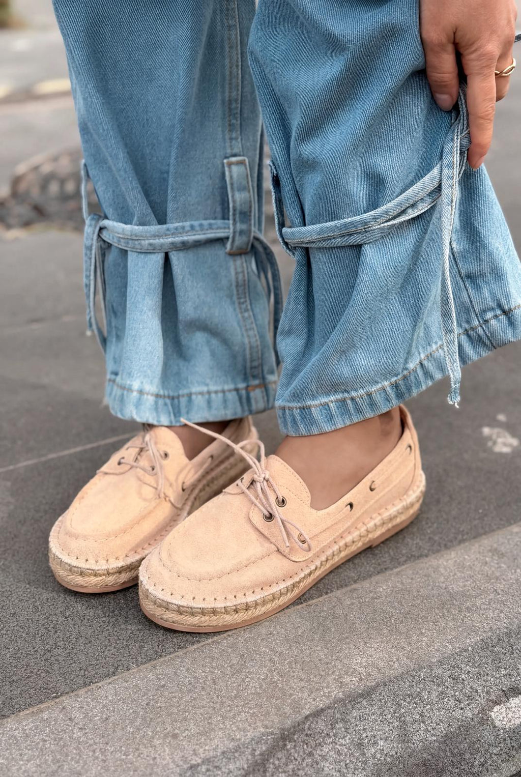 Selora Beige Genuine Suede Women's Loafers