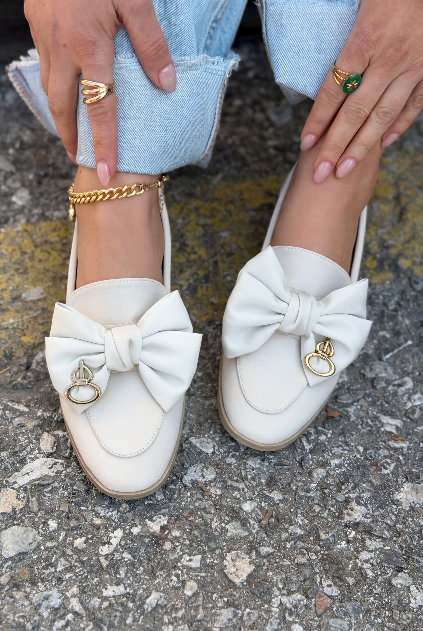Norrada Beige Satin Women's Loafers