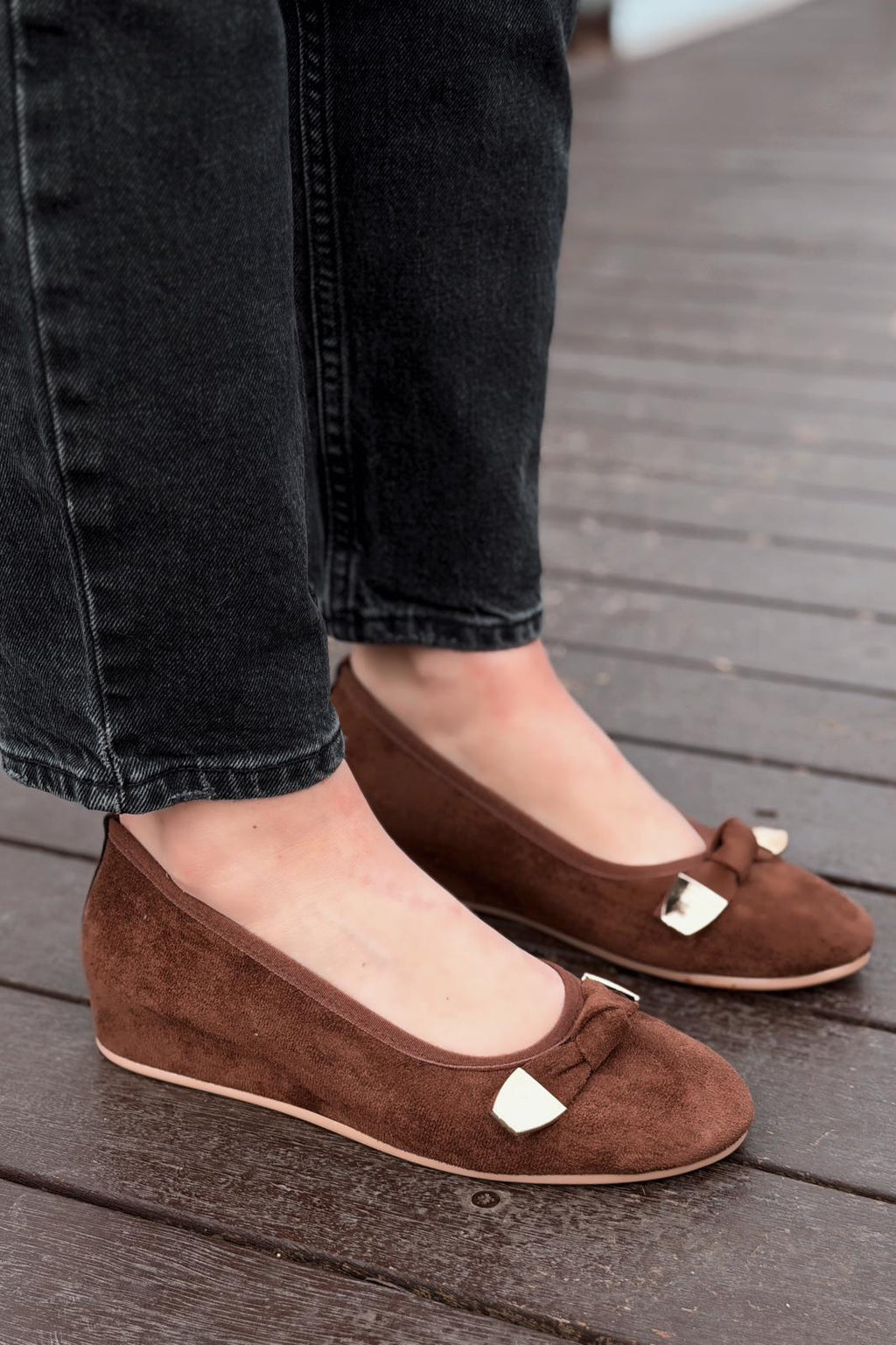 Orphel Light Brown Suede Women's Wedge Heel Flats