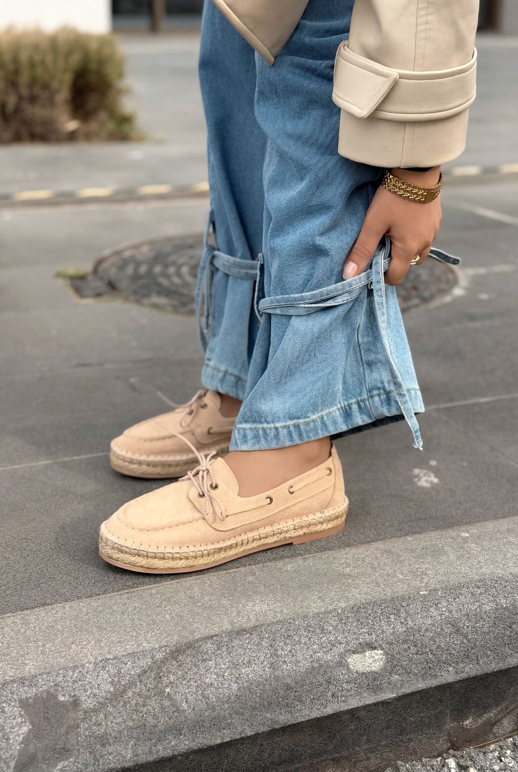 Selora Beige Genuine Suede Women's Loafers