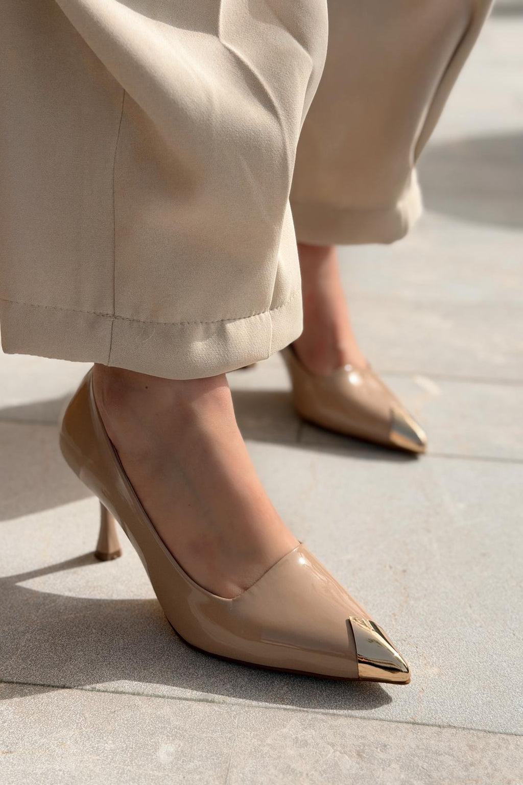 Noctra Nude Patent Faux Leather Women's Stilettos