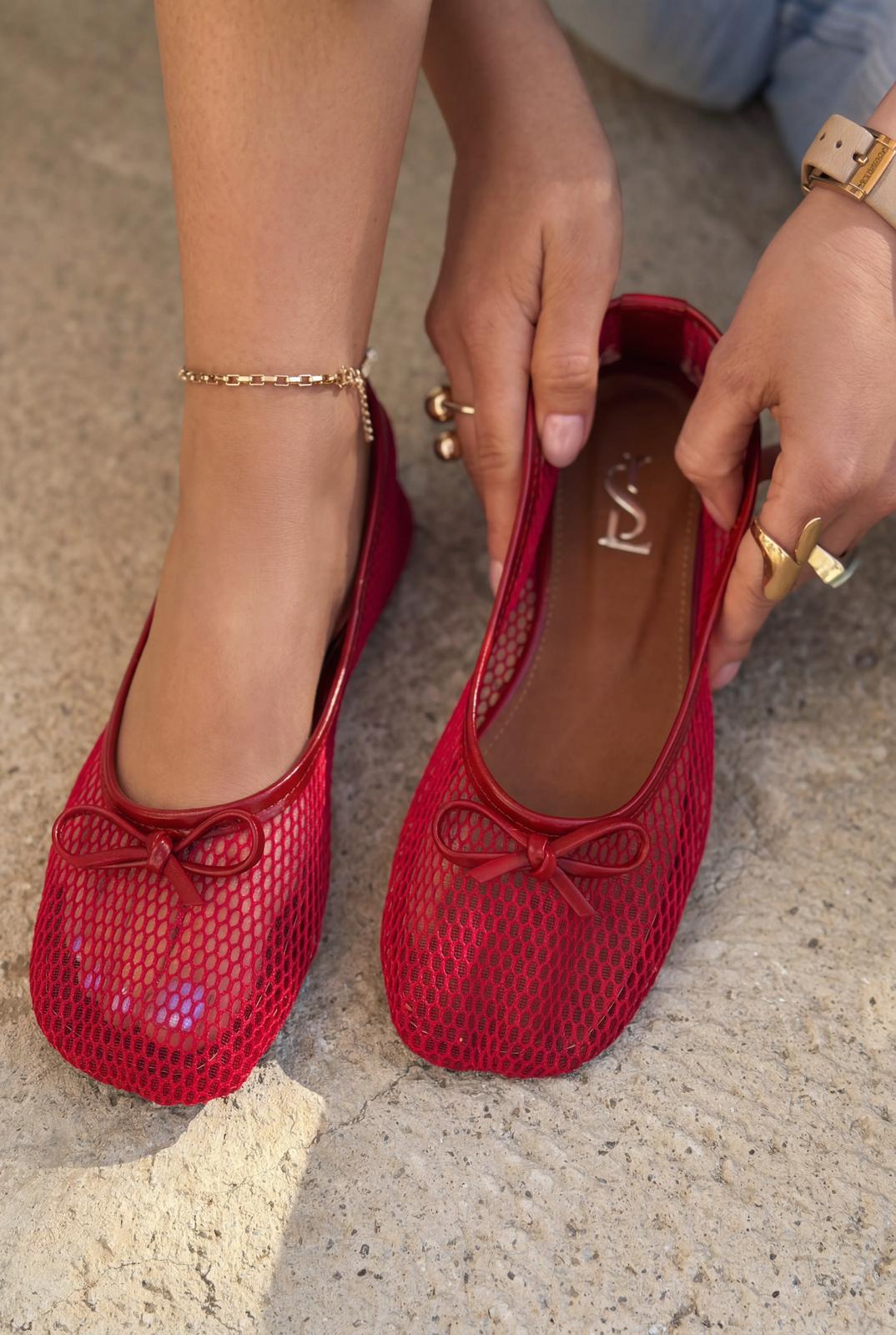 Torina Red Mesh Women's Flats