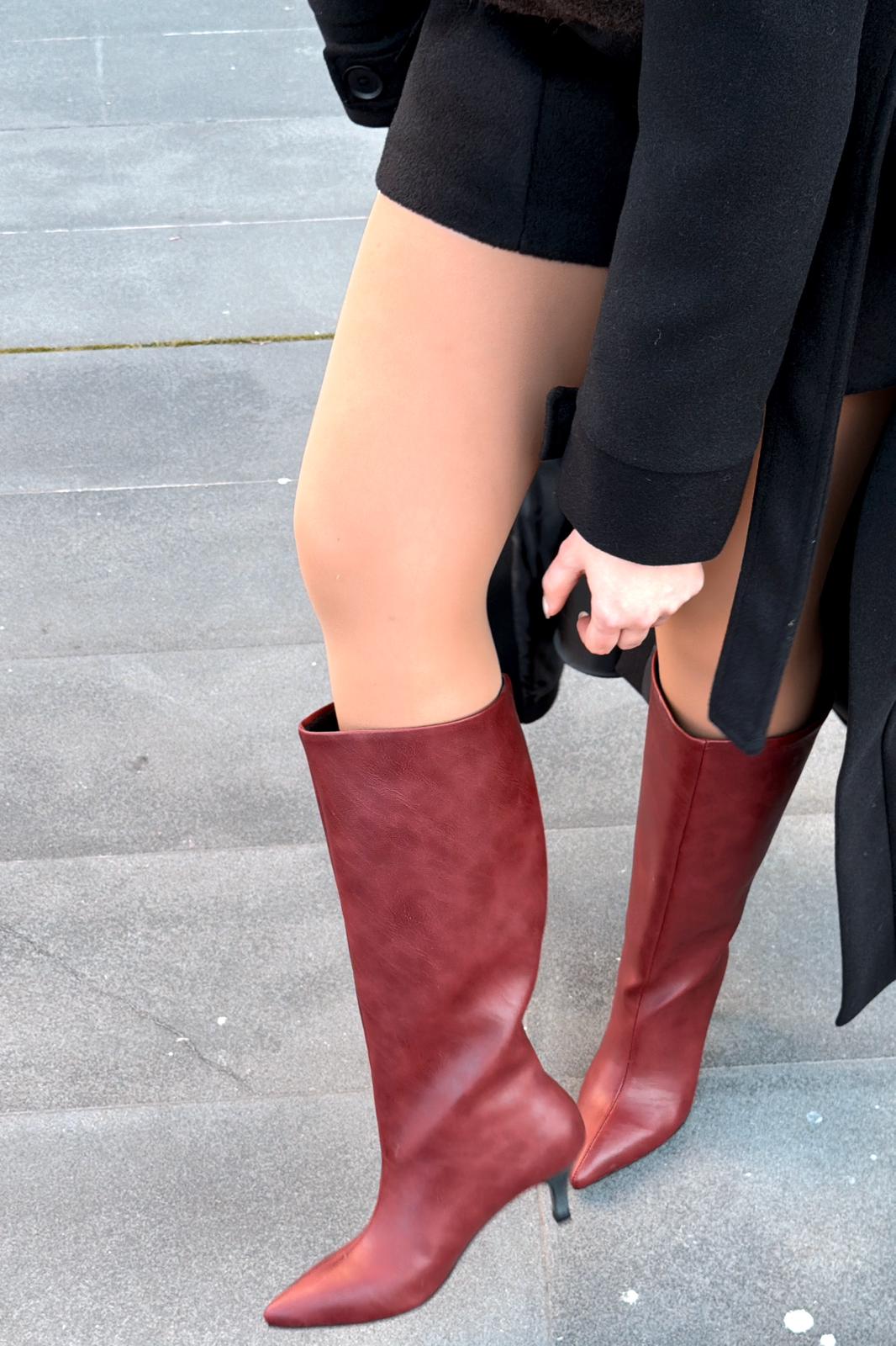 Remni Bordeaux Faux Leather Women's Pumps Boots